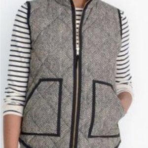 J. Crew Size  Black White Herringbone Pockets Layering Quilted Vest